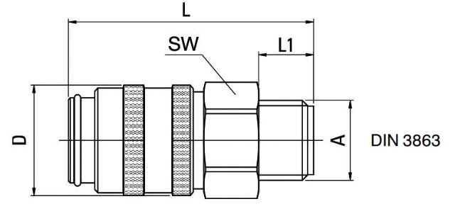 Außengewindekupplung, kurze Ausführung