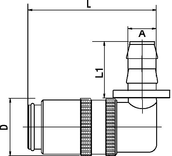 Kupplung Push Lock, 90°
