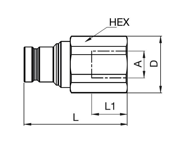 Hydraulikstecker, leckfrei, Innengewinde